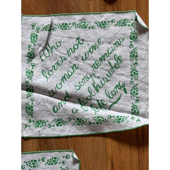 Vintage Irish Linen Cocktail Napkins With Green Wine & Whiskey Quotes Set Of 7 - Picture 8 of 11